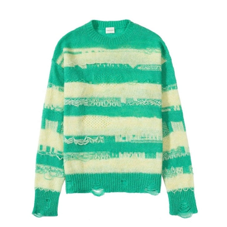 Charlie Luciano Striped Tassel Sweater Green