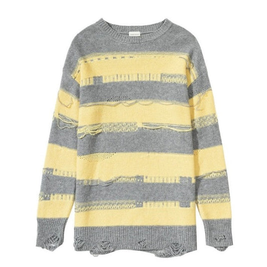 Charlie Luciano Striped Tassel Sweater Yellow/Grey