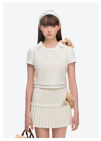 13DE MARZO Doozoo Cropped Vest Top White