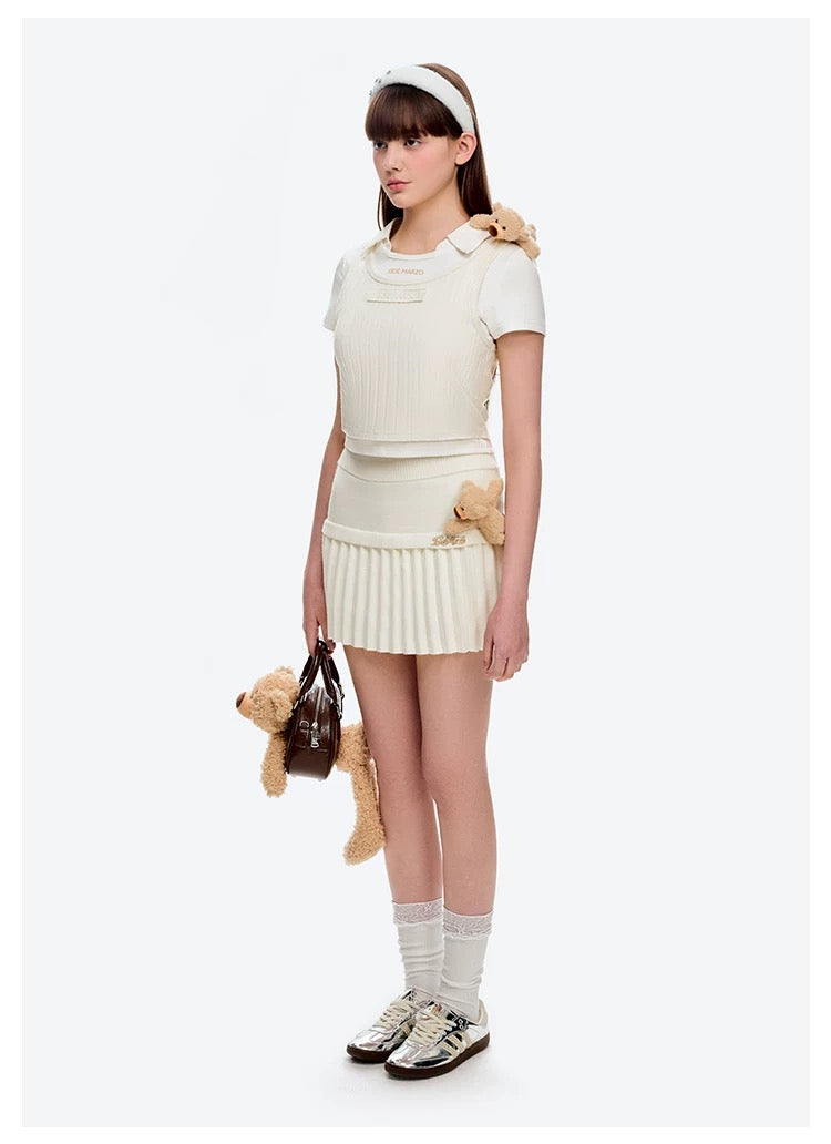 13DE MARZO Doozoo Cropped Vest Top White