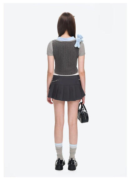 13DE MARZO Doozoo Cropped Vest Top Grey