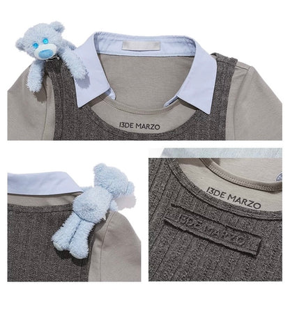 13DE MARZO Doozoo Cropped Vest Top Grey