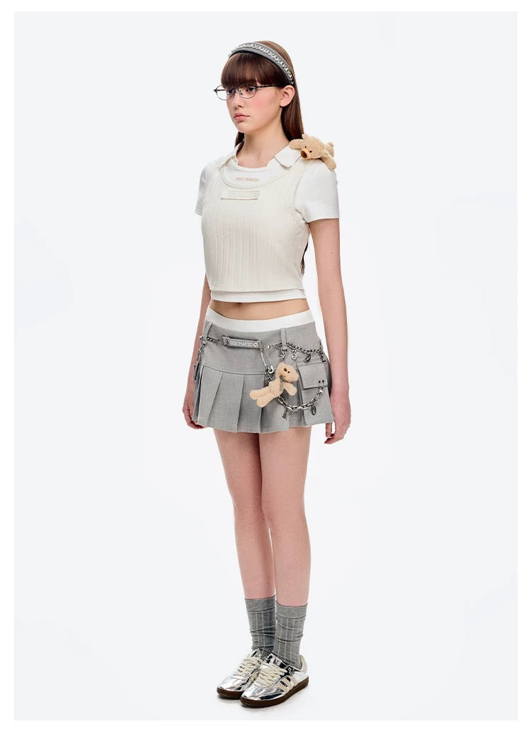 13DE MARZO Chains Multi-Pocket Skort Grey