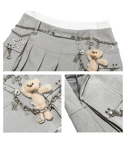 13DE MARZO Chains Multi-Pocket Skort Grey