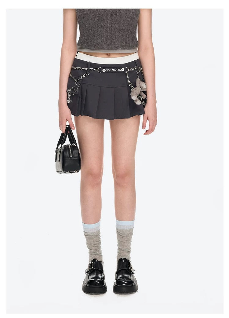 13DE MARZO Chains Multi-Pocket Skort Dark Grey
