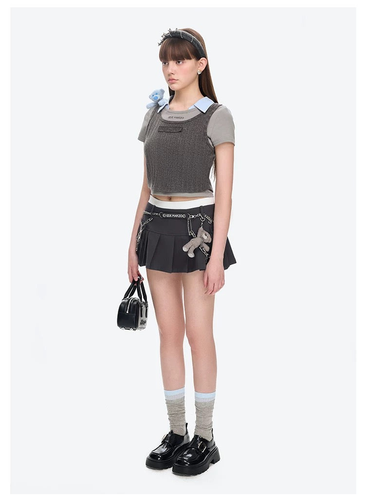 13DE MARZO Chains Multi-Pocket Skort Dark Grey