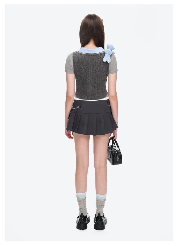 13DE MARZO Chains Multi-Pocket Skort Dark Grey