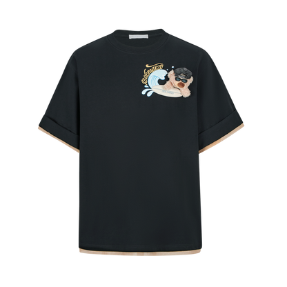 13DE MARZO Surfing Bear T-Shirt Black