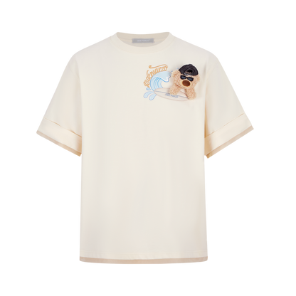 13DE MARZO Surfing Bear T-Shirt White