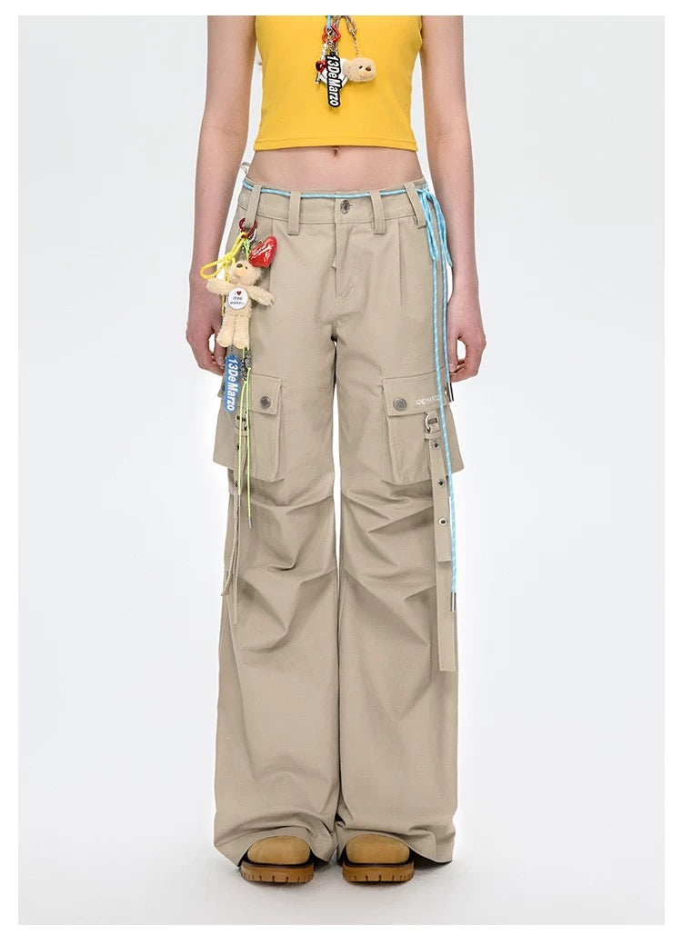 13DE MARZO Maximalist Pendant Cargo Pants Khaki