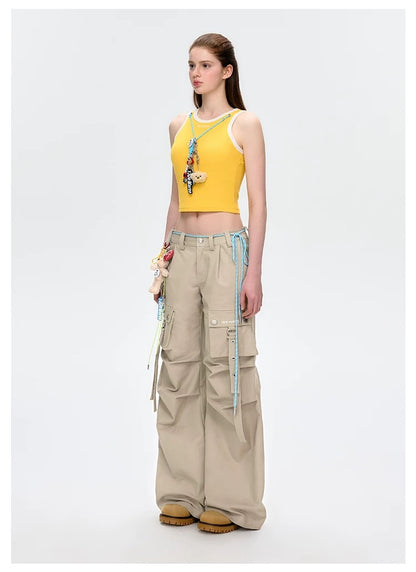 13DE MARZO Maximalist Pendant Cargo Pants Khaki