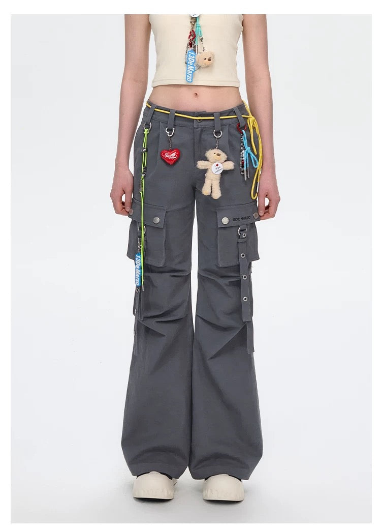 13DE MARZO Maximalist Pendant Cargo Pants Dark Grey