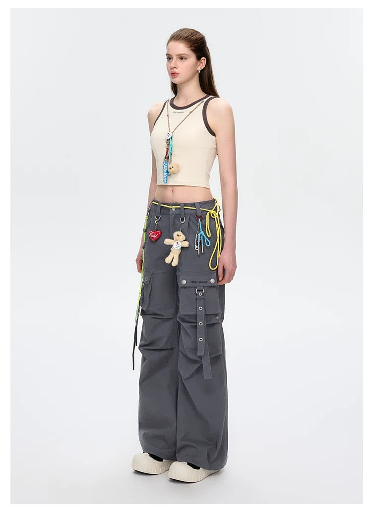 13DE MARZO Maximalist Pendant Cargo Pants Dark Grey
