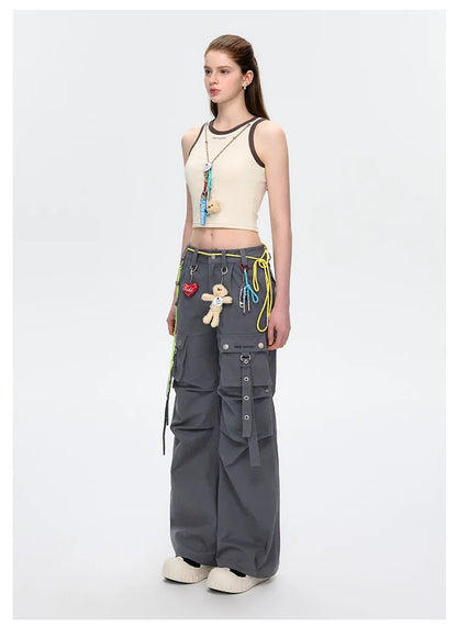 13DE MARZO Maximalist Pendant Cargo Pants Dark Grey