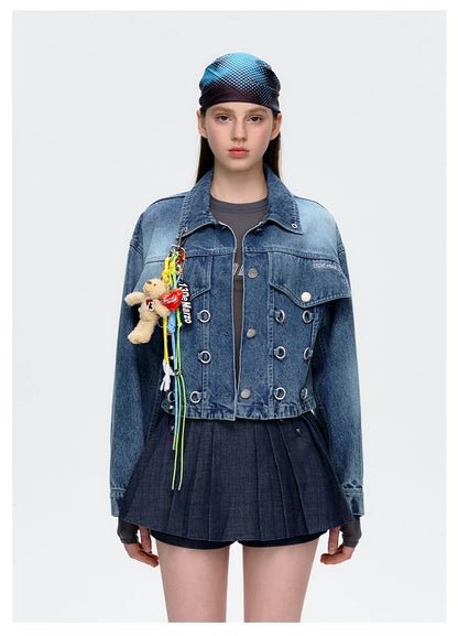 13DE MARZO Maximalist Pendant Denim Jacket Blue