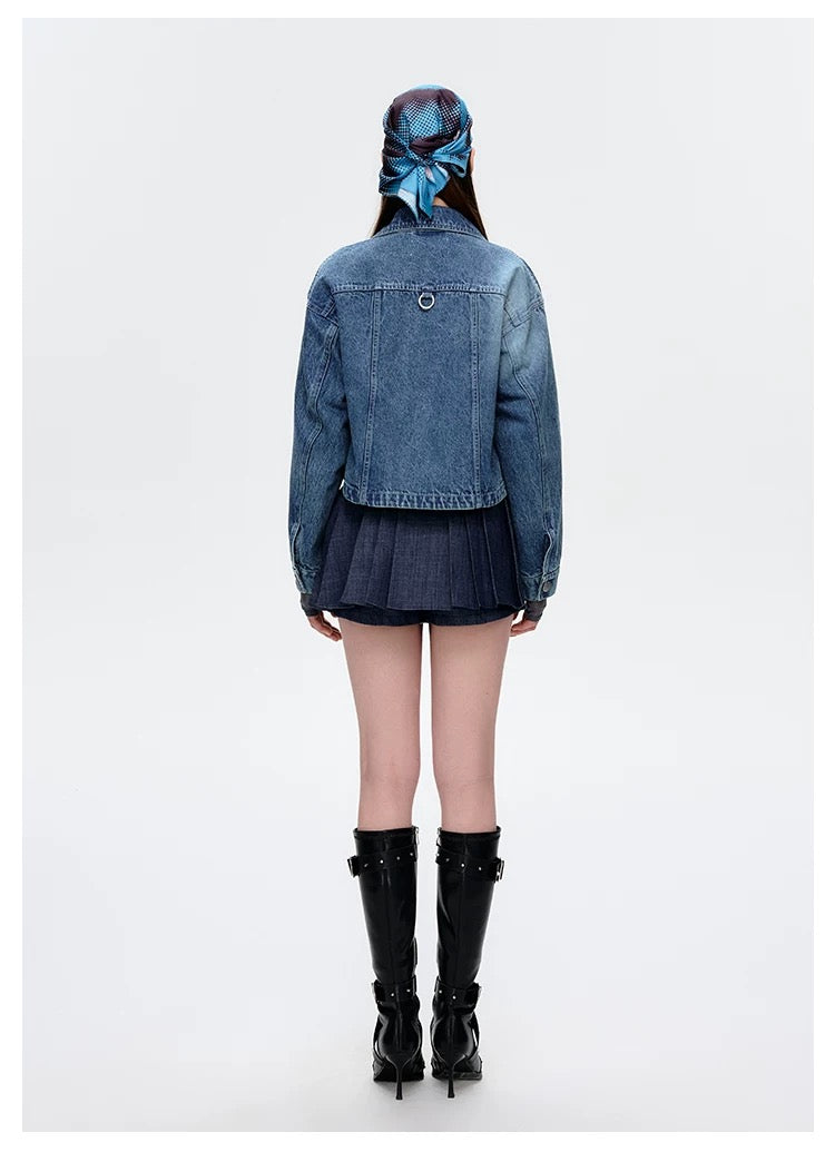 13DE MARZO Maximalist Pendant Denim Jacket Blue