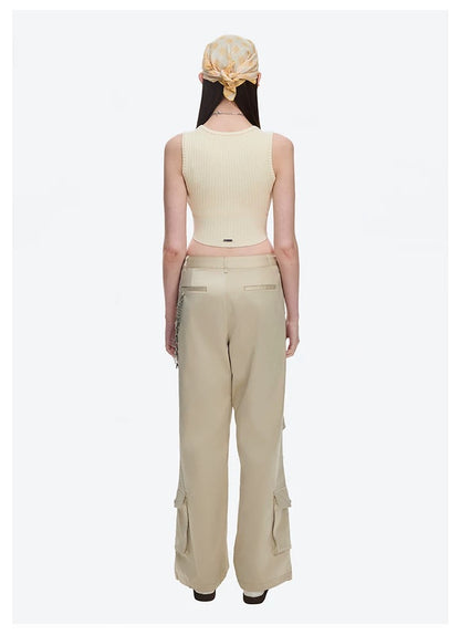 13DE MARZO Chains Parachute Trousers Khaki