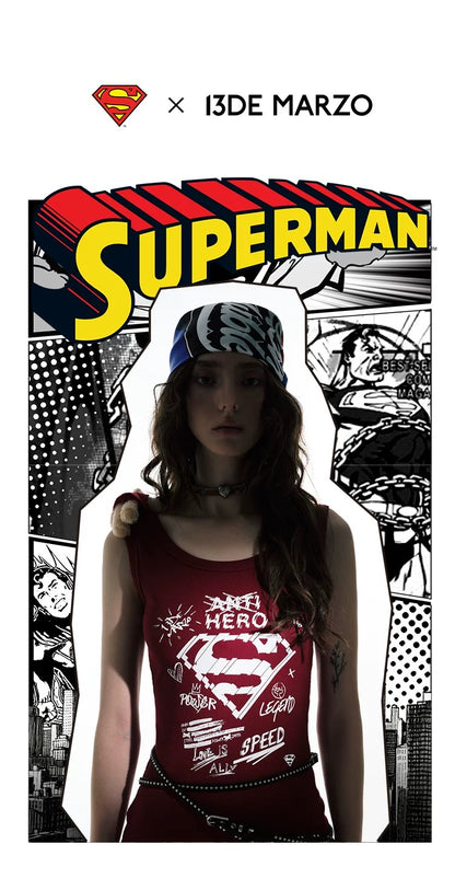 13DE MARZO x Superman Bear Bodycon Dress Red