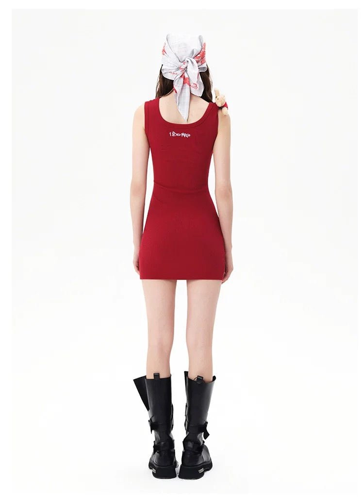 13DE MARZO x Superman Bear Bodycon Dress Red