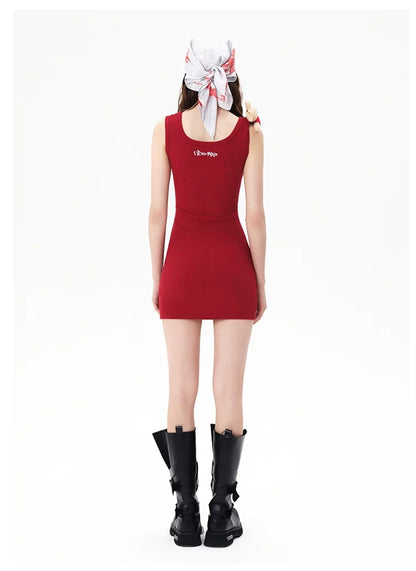 13DE MARZO x Superman Bear Bodycon Dress Red