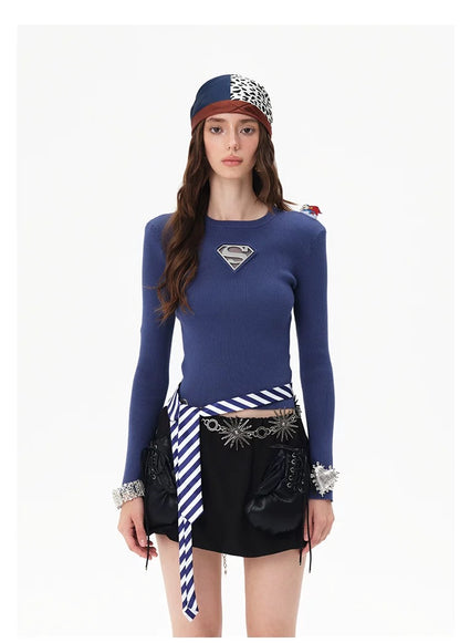 13DE MARZO x Superman Bear Top Black Blue