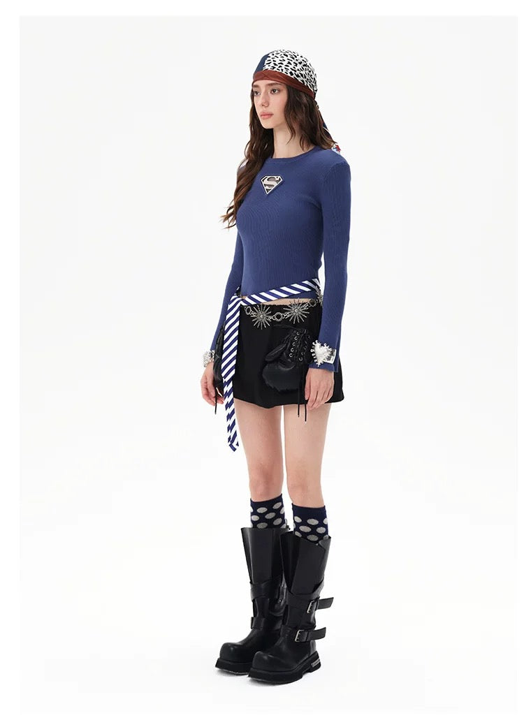 13DE MARZO x Superman Bear Top Black Blue