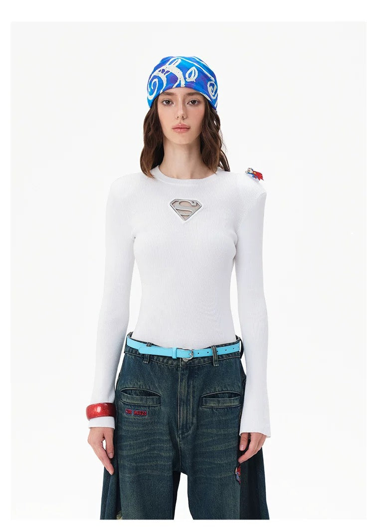 13DE MARZO x Superman Bear Top Black White