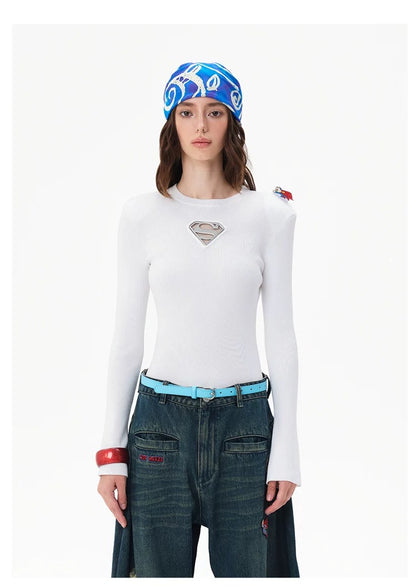 13DE MARZO x Superman Bear Top Black White