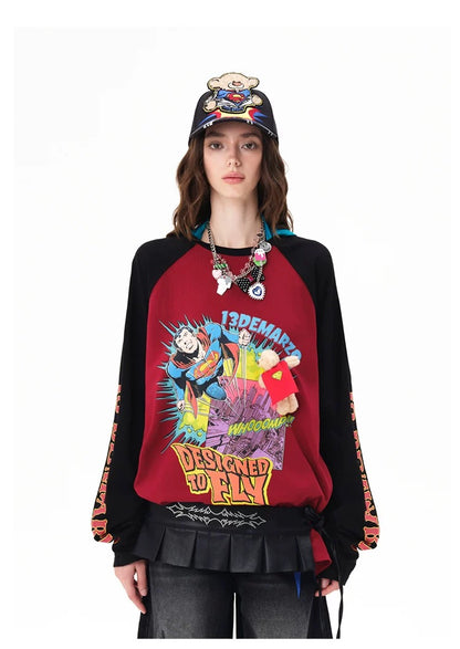 13DE MARZO x Superman Bear Raglan T-Shirt Red