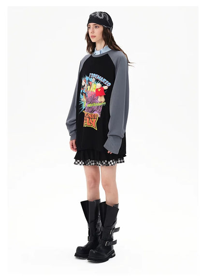 13DE MARZO x Superman Bear Raglan T-Shirt Black