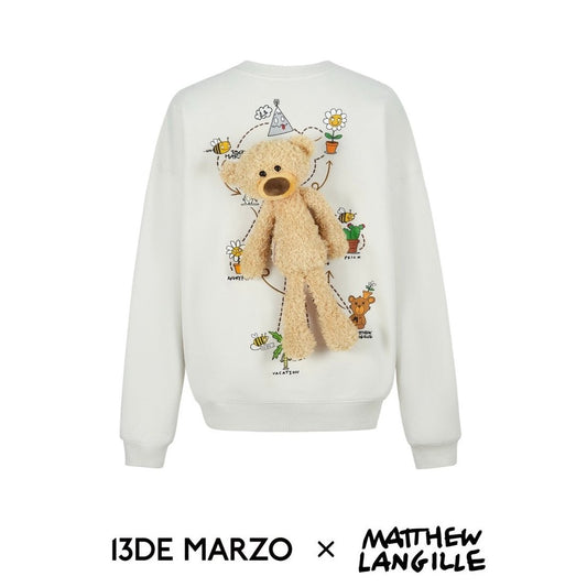 13DE MARZO Matthew Langille Bear Travel Sweater White