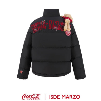 13DE MARZO x Coca-Cola Bear Denim Patch Down Jacket Black