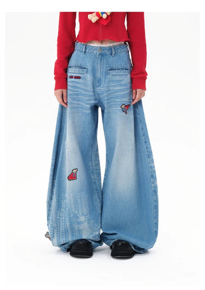 13DE MARZO x Superman Bear City Jeans Blue