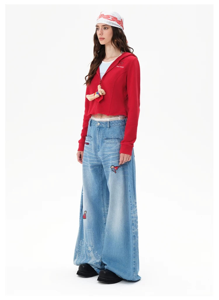 13DE MARZO x Superman Bear City Jeans Blue