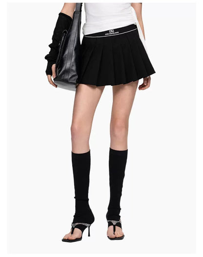 Ann Andelman Black Elastic Waist Pleated Skirt