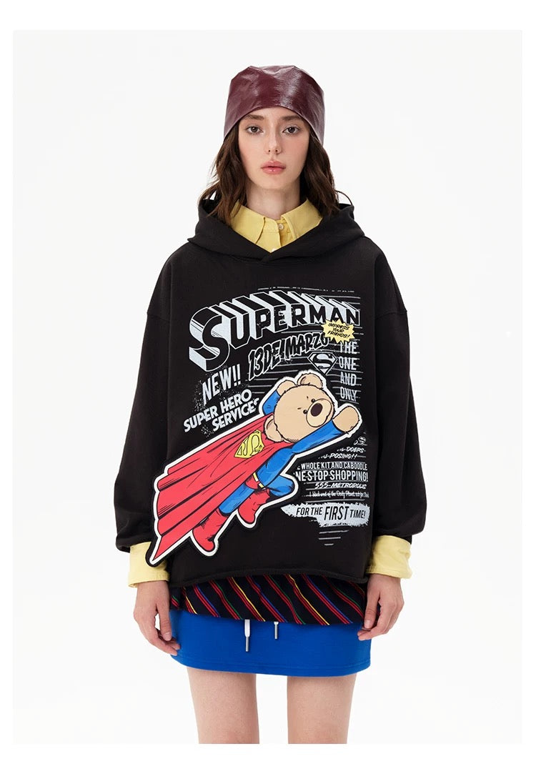 13DE MARZO x Superman Bear Hoodie Dark Grey