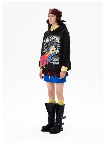 13DE MARZO x Superman Bear Hoodie Dark Grey