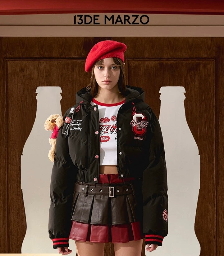 13DE MARZO x Coca-Cola Bear Hooded Down Jacket Black