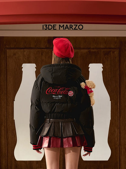 13DE MARZO x Coca-Cola Bear Hooded Down Jacket Black