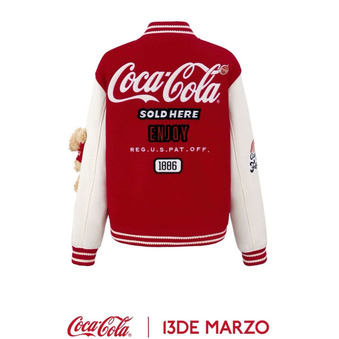 13DE MARZO x Coca-Cola Bear Baseball Jacket Tomato Red