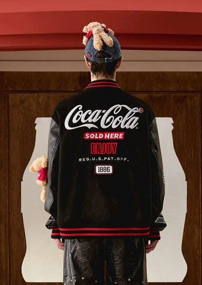 13DE MARZO x Coca-Cola Bear Baseball Jacket Black