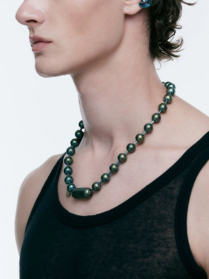KVK The Void Collection Colorful Large Pearl Necklace Green