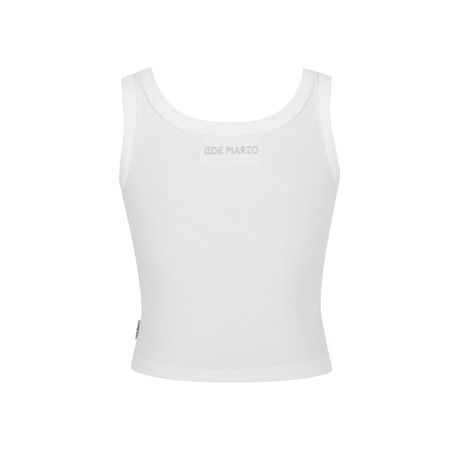 13DE MARZO Embroidered Colour-block Letter Tank Grey White