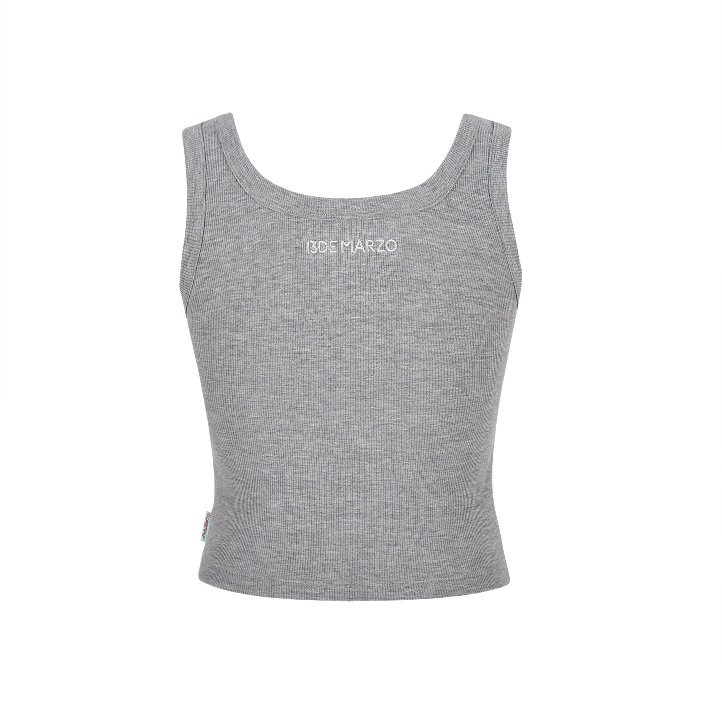 13DE MARZO Embroidered Colour-block Letter Tank Grey