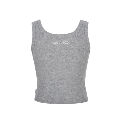 13DE MARZO Embroidered Colour-block Letter Tank Grey