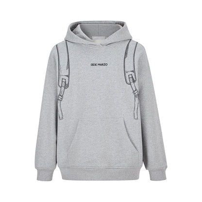 13DE MARZO Bear Backpack Print Hoodie Grey