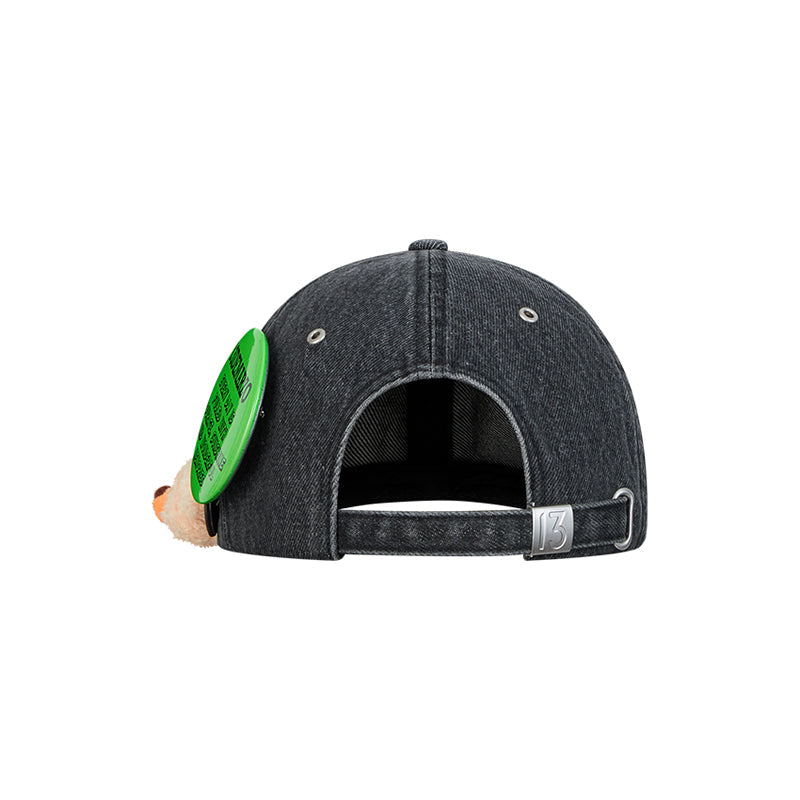 13DE MARZO Badge Denim Baseball Cap Black