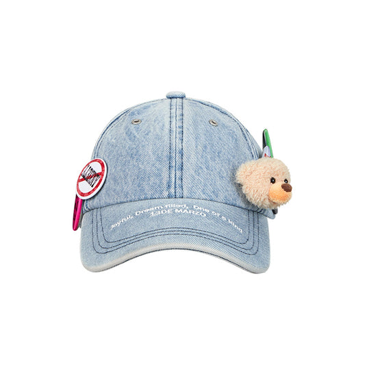 13DE MARZO Badge Denim Baseball Cap Blue