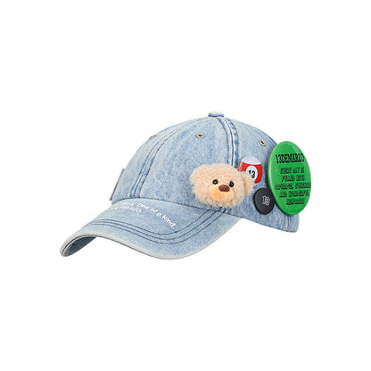 13DE MARZO Badge Denim Baseball Cap Blue