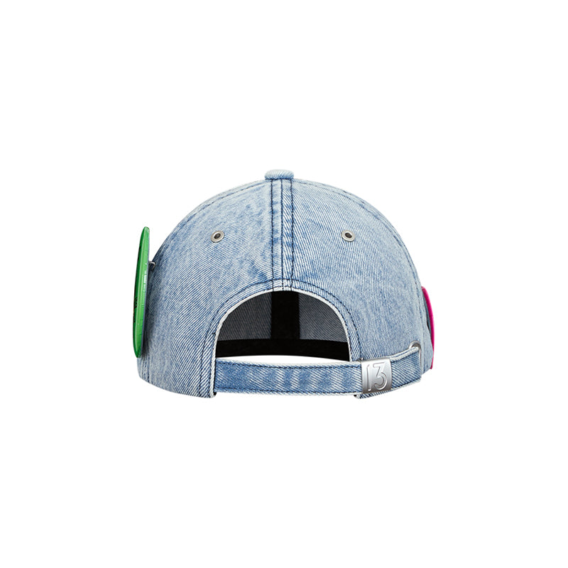 13DE MARZO Badge Denim Baseball Cap Blue